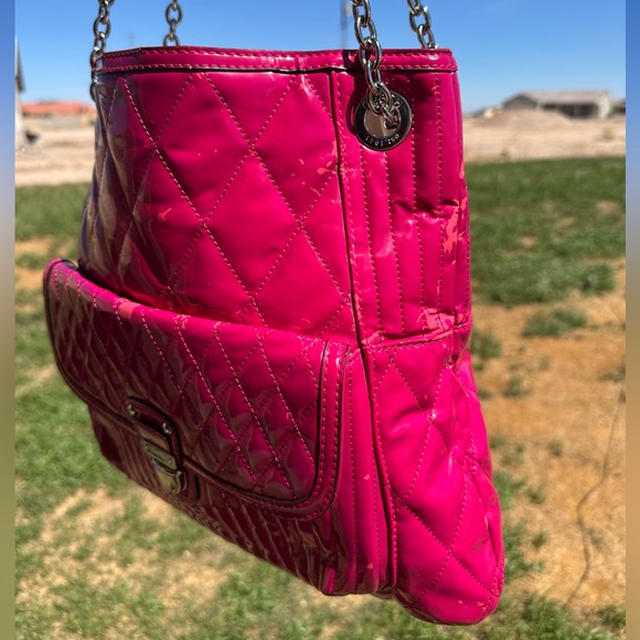 Rare 2005 Coach Poppy Liquid Gloss Quilted Patent Leather Bag -Fuchsia - Vintage - Picture 11 of 11